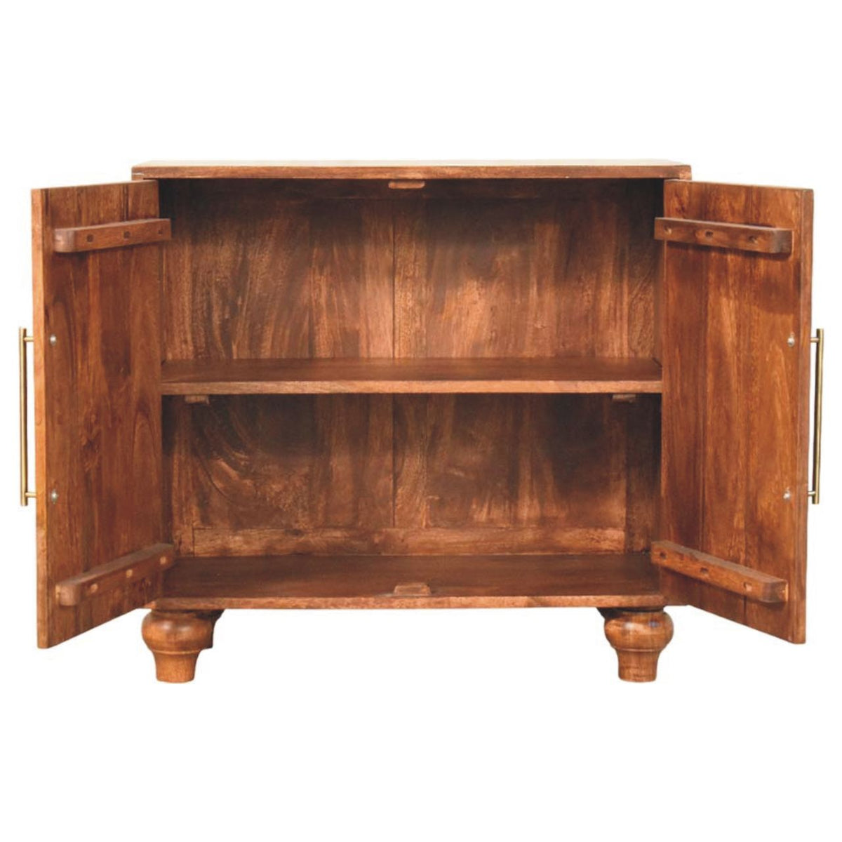 Buffet 2 portes sculptées main en manguier massif – Amande grillée – vue 6