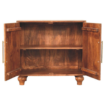 Buffet 2 portes sculptées main en manguier massif – Amande grillée – vue 6