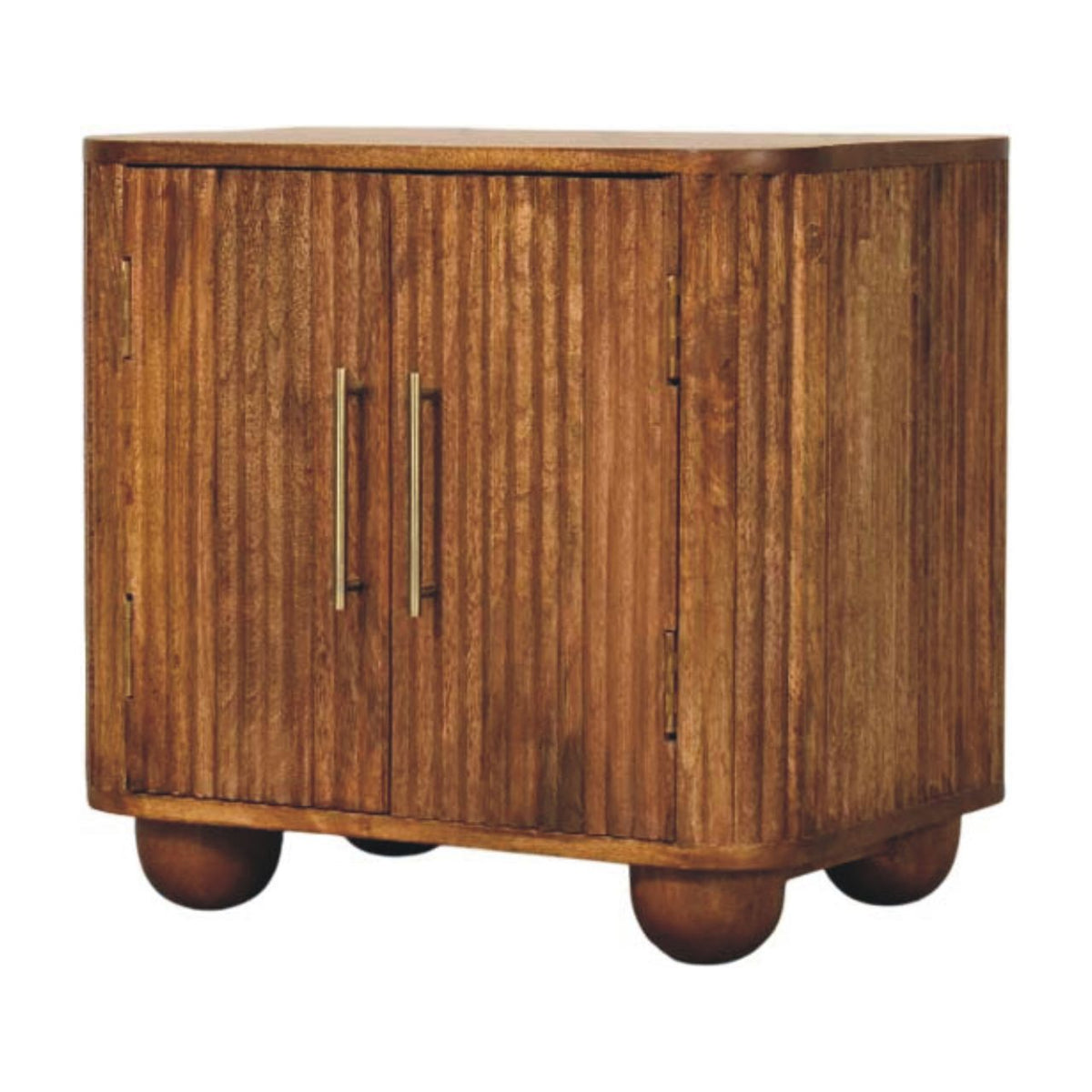 Buffet compact cannelé à pieds boule en manguier massif – Ambre – vue 3