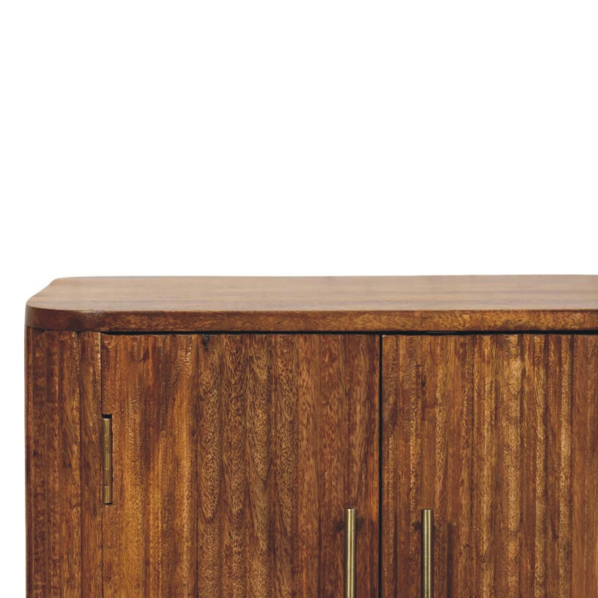 Buffet compact cannelé à pieds boule en manguier massif – Ambre – vue 4