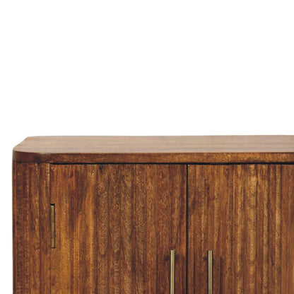 Buffet compact cannelé à pieds boule en manguier massif – Ambre – vue 4