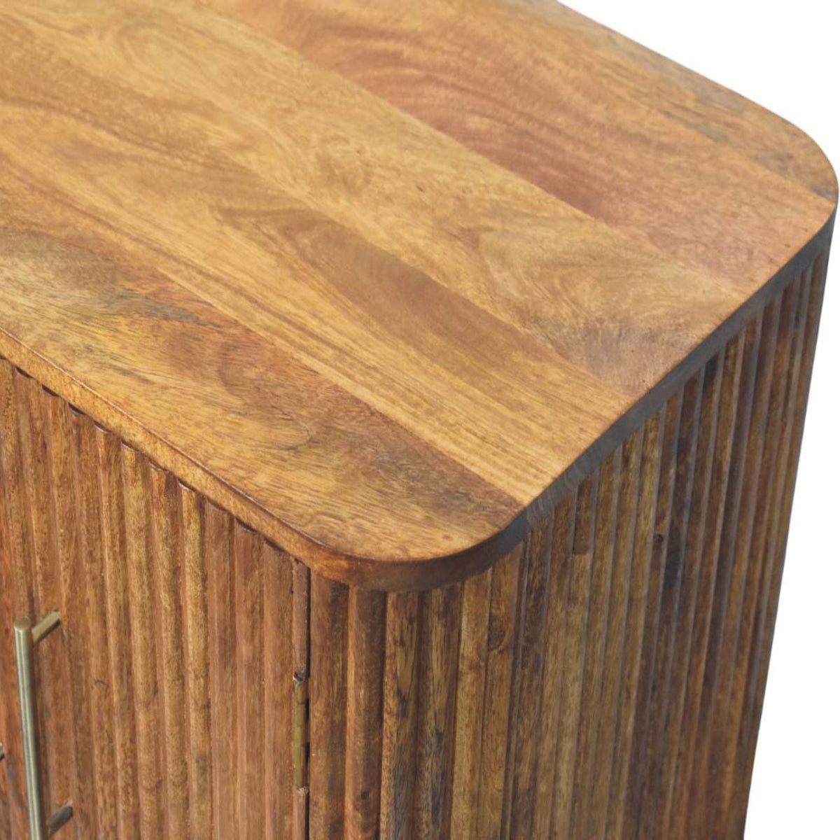 Buffet compact cannelé à pieds boule en manguier massif – Ambre – vue 5