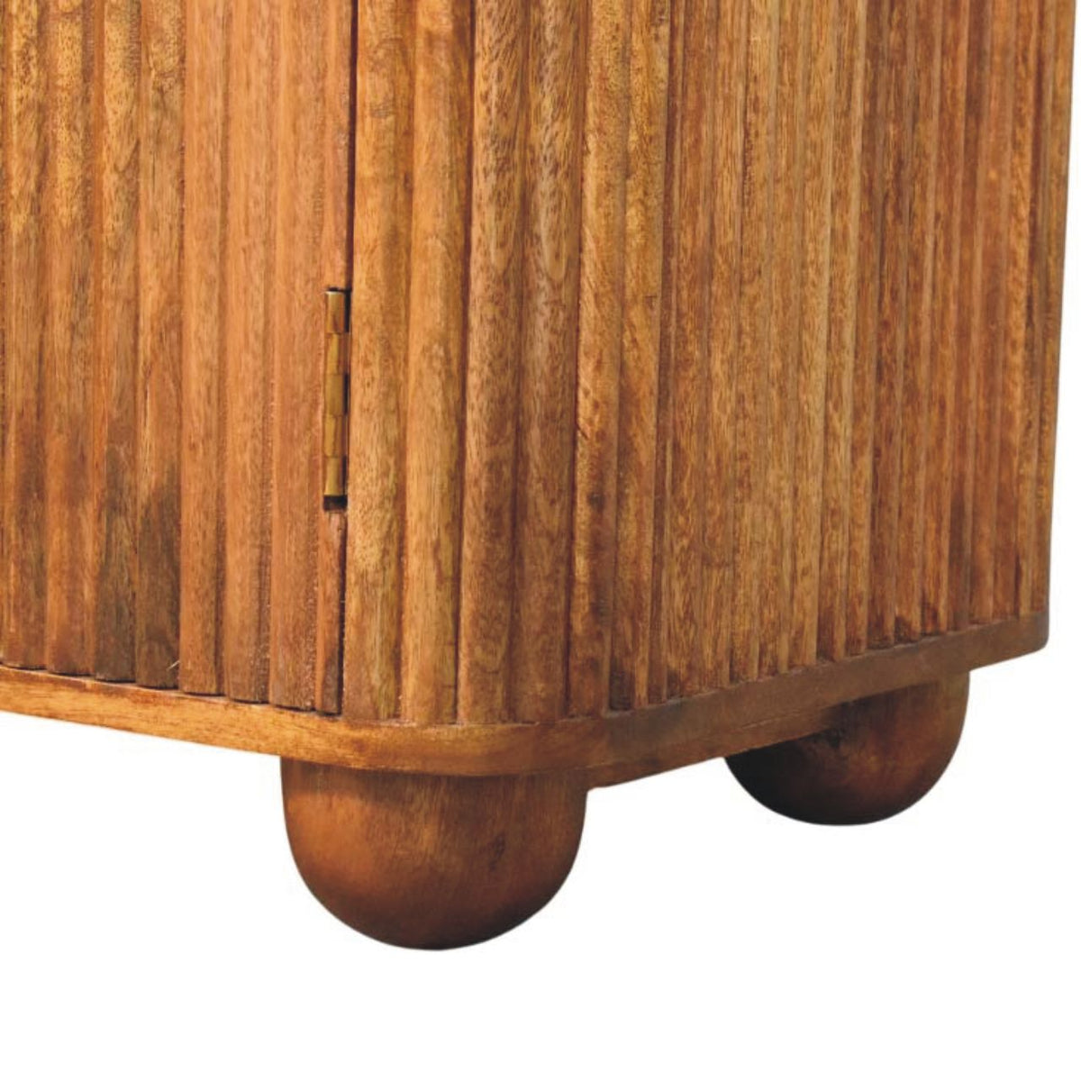 Buffet compact cannelé à pieds boule en manguier massif – Ambre – vue 7