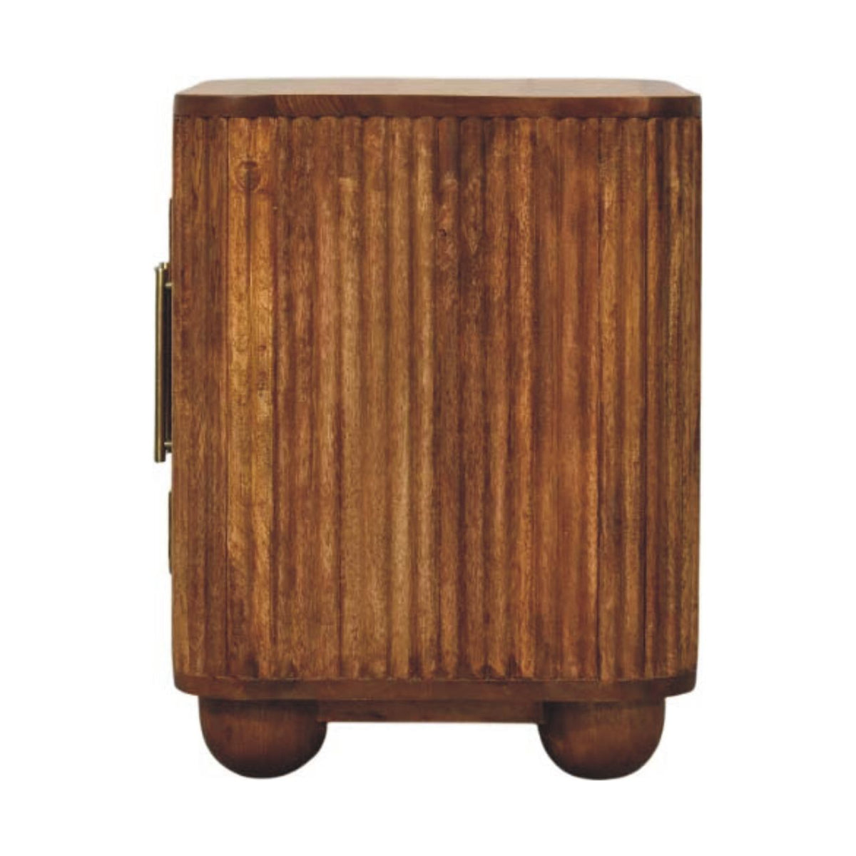 Buffet compact cannelé à pieds boule en manguier massif – Ambre – vue 8