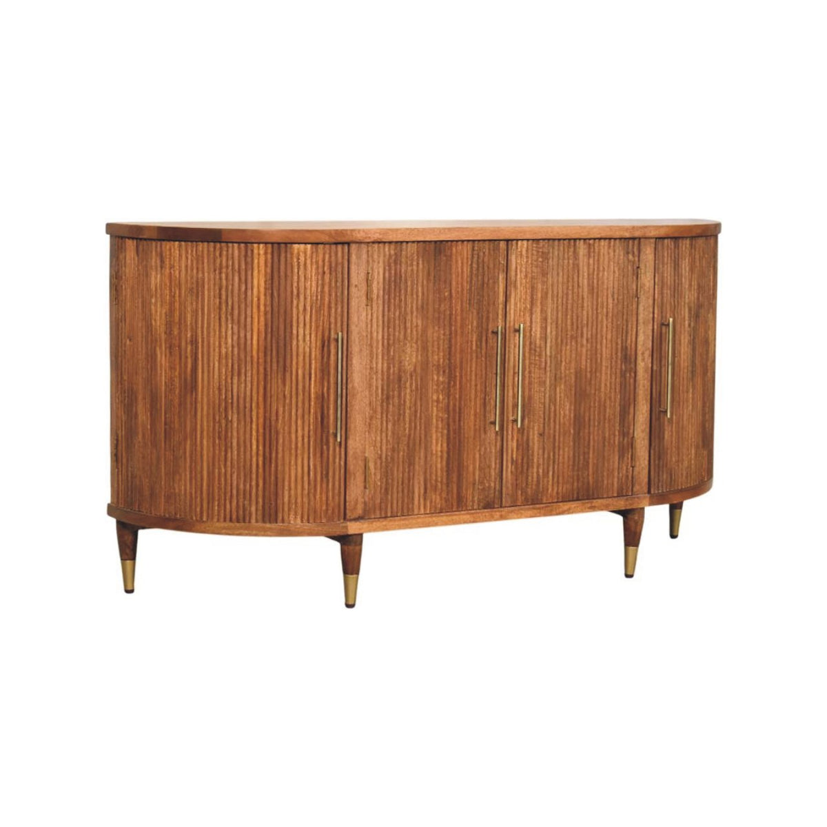Buffet galbé 4 portes cannelées en manguier massif – Ambre – vue 3