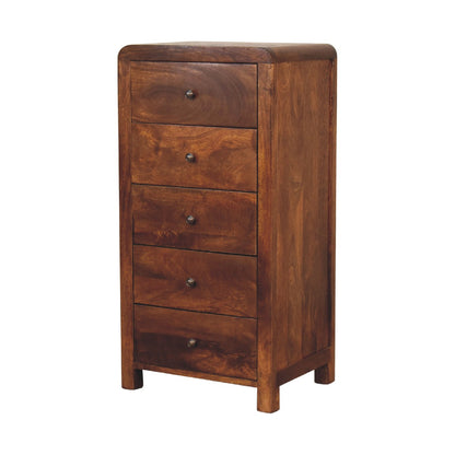 Chiffonnier aux angles adoucis en manguier massif – Châtaigne – vue 3