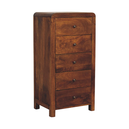 Chiffonnier aux angles adoucis en manguier massif – Châtaigne – vue 4