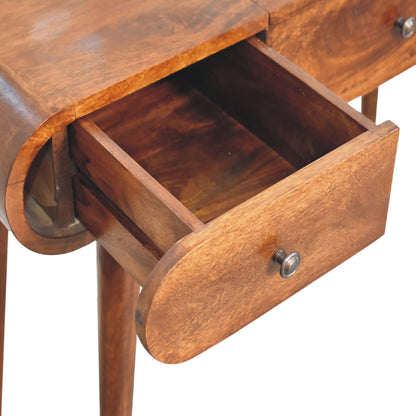 Coiffeuse à miroir pliable 3 tiroirs en manguier massif – Châtaigne – vue 8