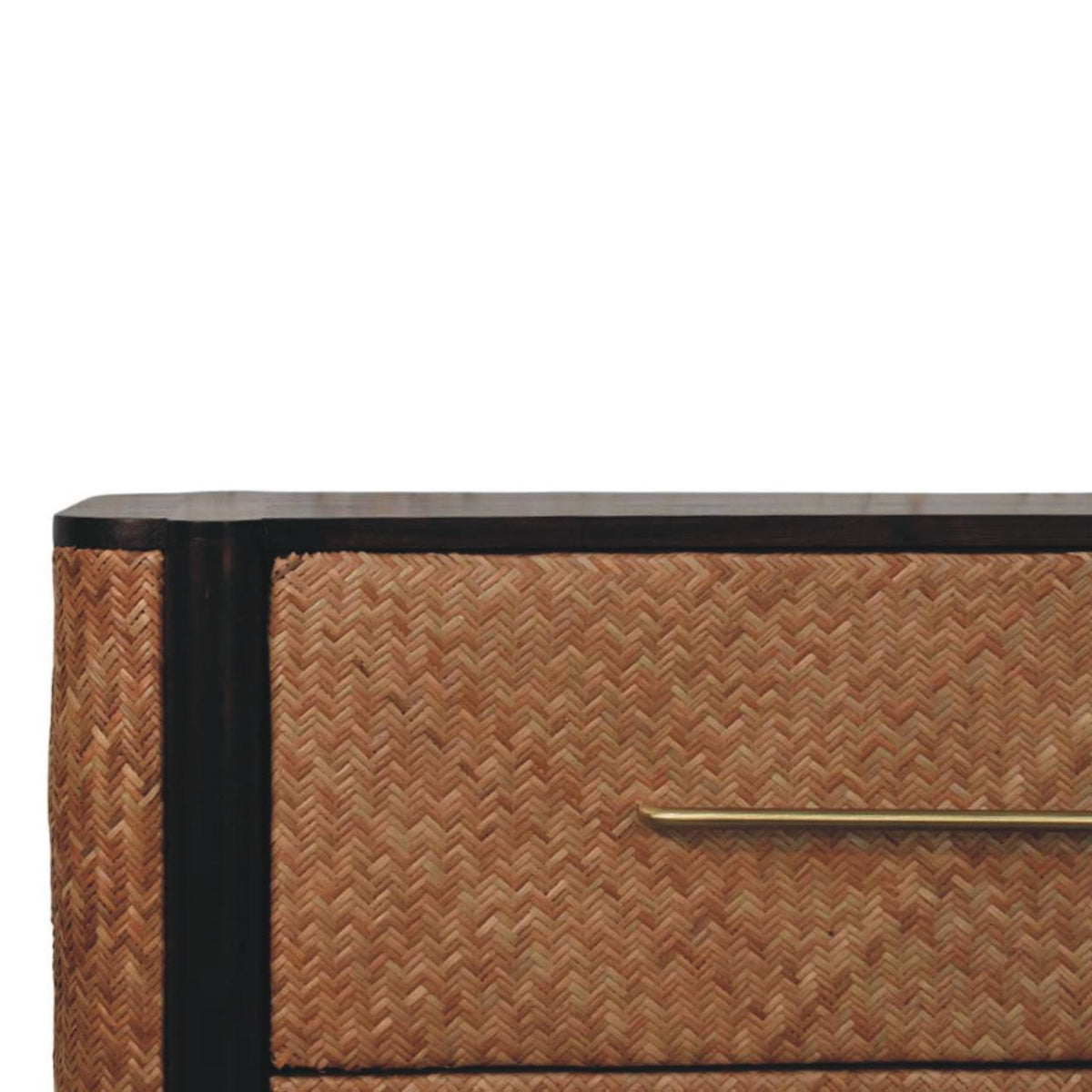 Commode à 3 tiroirs tressés en manguier massif – Moka – vue 4