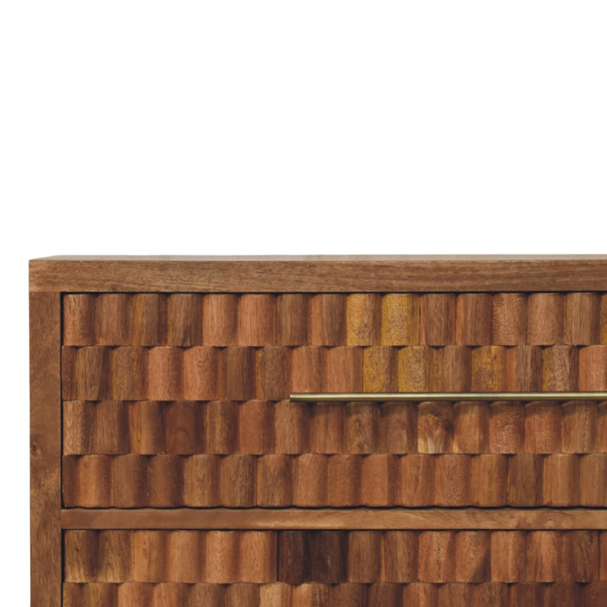 Commode à façades sculptées en manguier massif – Miel doré – vue 4