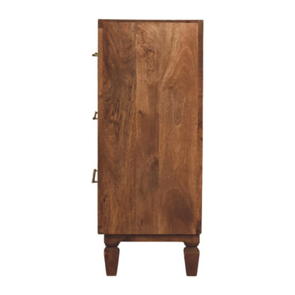 Commode à façades sculptées en manguier massif – Miel doré – vue 8