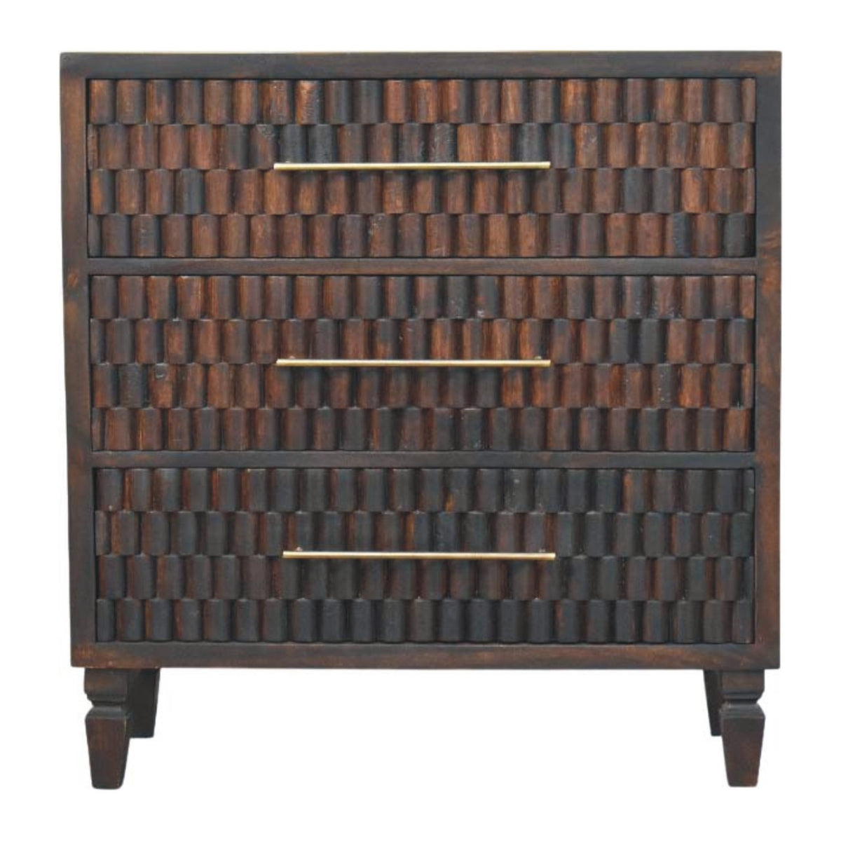 Commode à façades sculptées en manguier massif – Moka – vue 2
