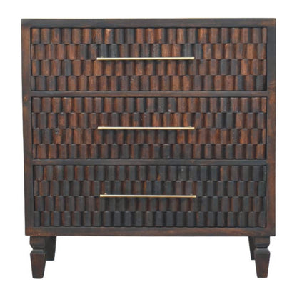 Commode à façades sculptées en manguier massif – Moka – vue 2