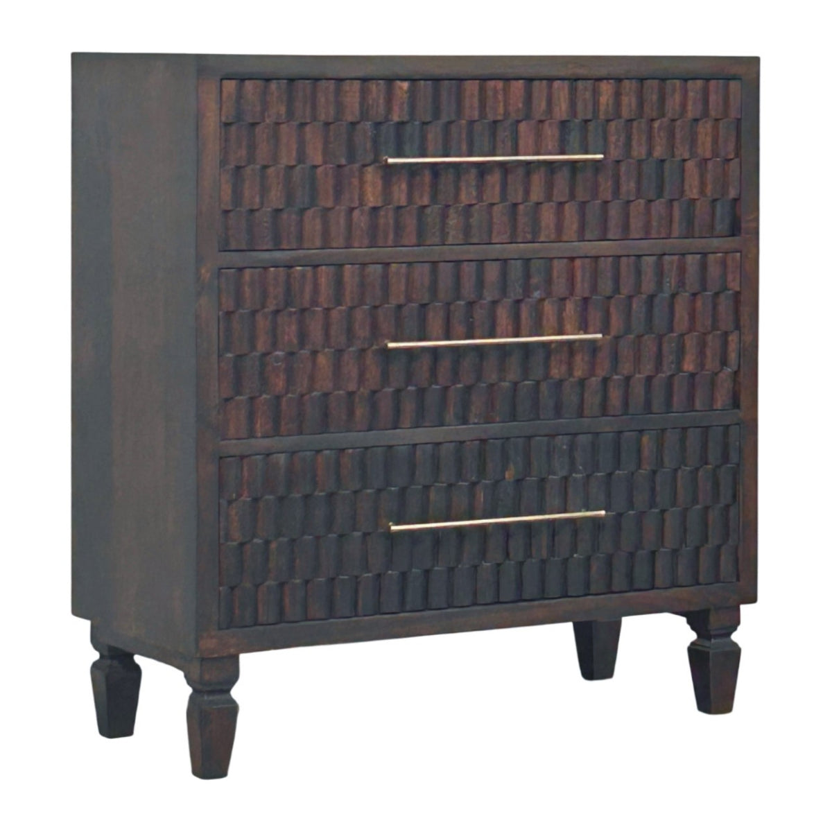 Commode à façades sculptées en manguier massif – Moka – vue 3