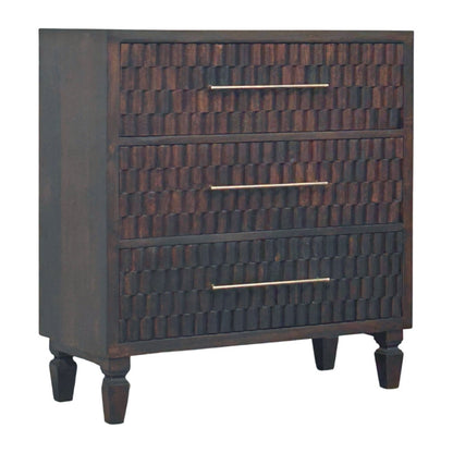 Commode à façades sculptées en manguier massif – Moka – vue 3