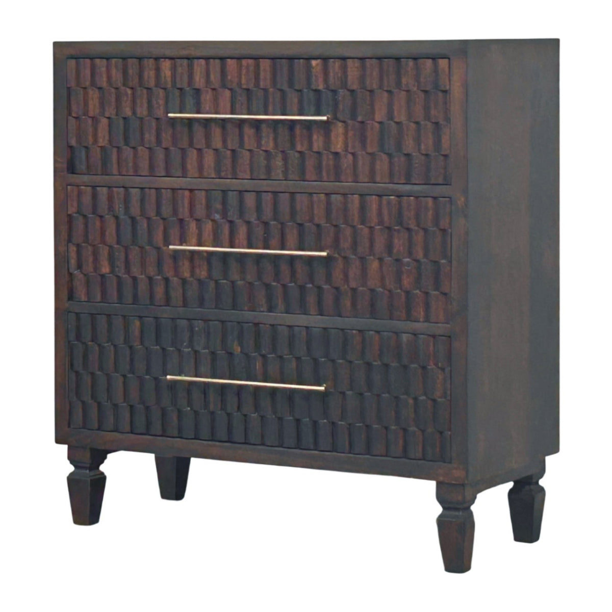 Commode à façades sculptées en manguier massif – Moka – vue 4