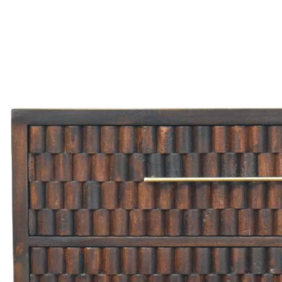 Commode à façades sculptées en manguier massif – Moka – vue 5