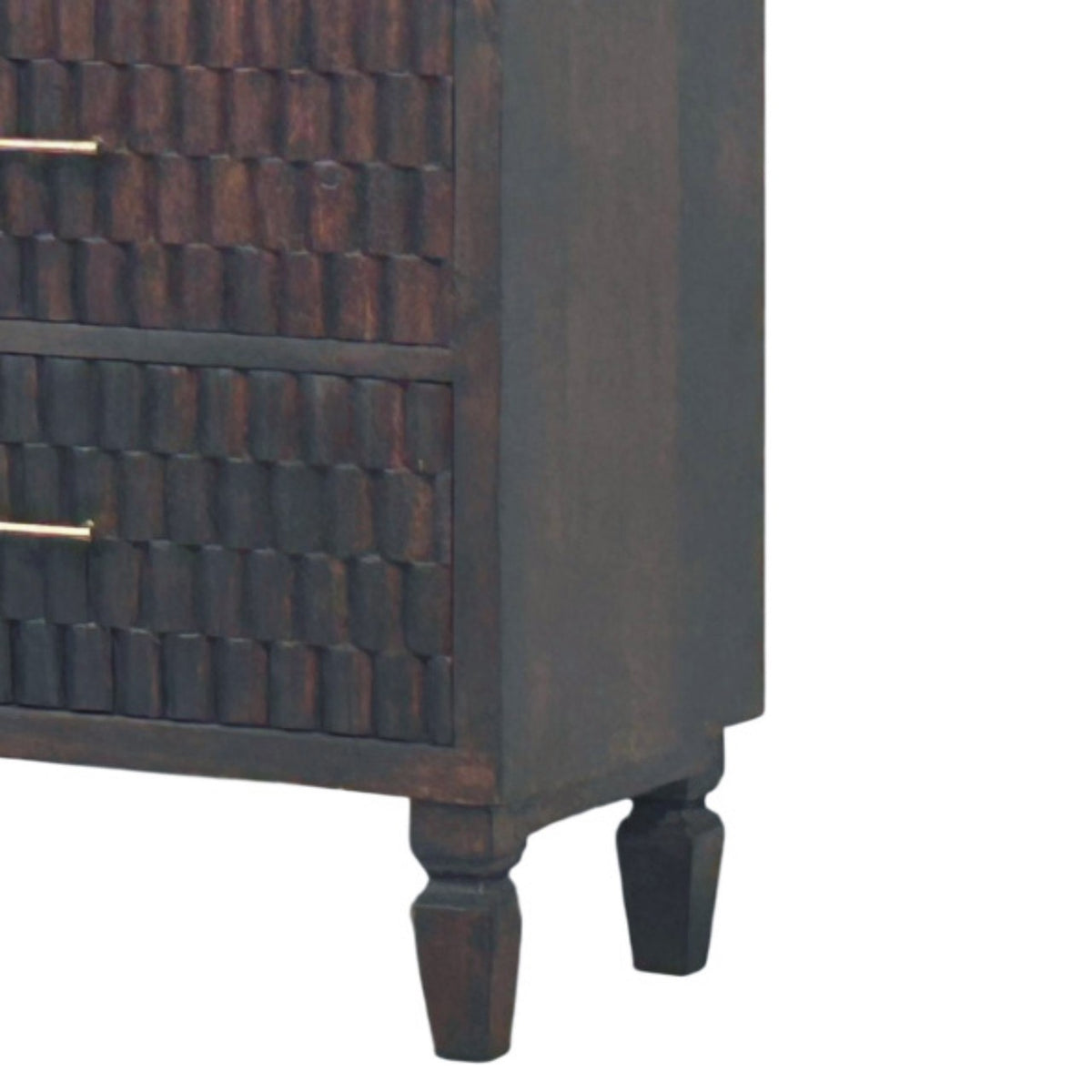 Commode à façades sculptées en manguier massif – Moka – vue 7