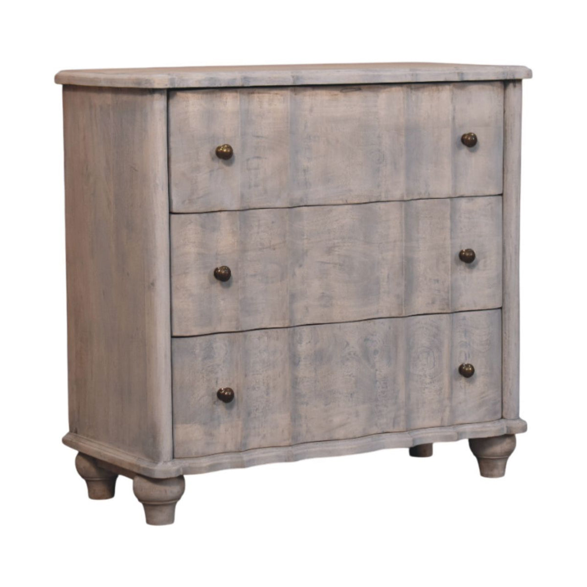 Commode à pieds galbés en manguier massif – Délavé vintage – vue 3