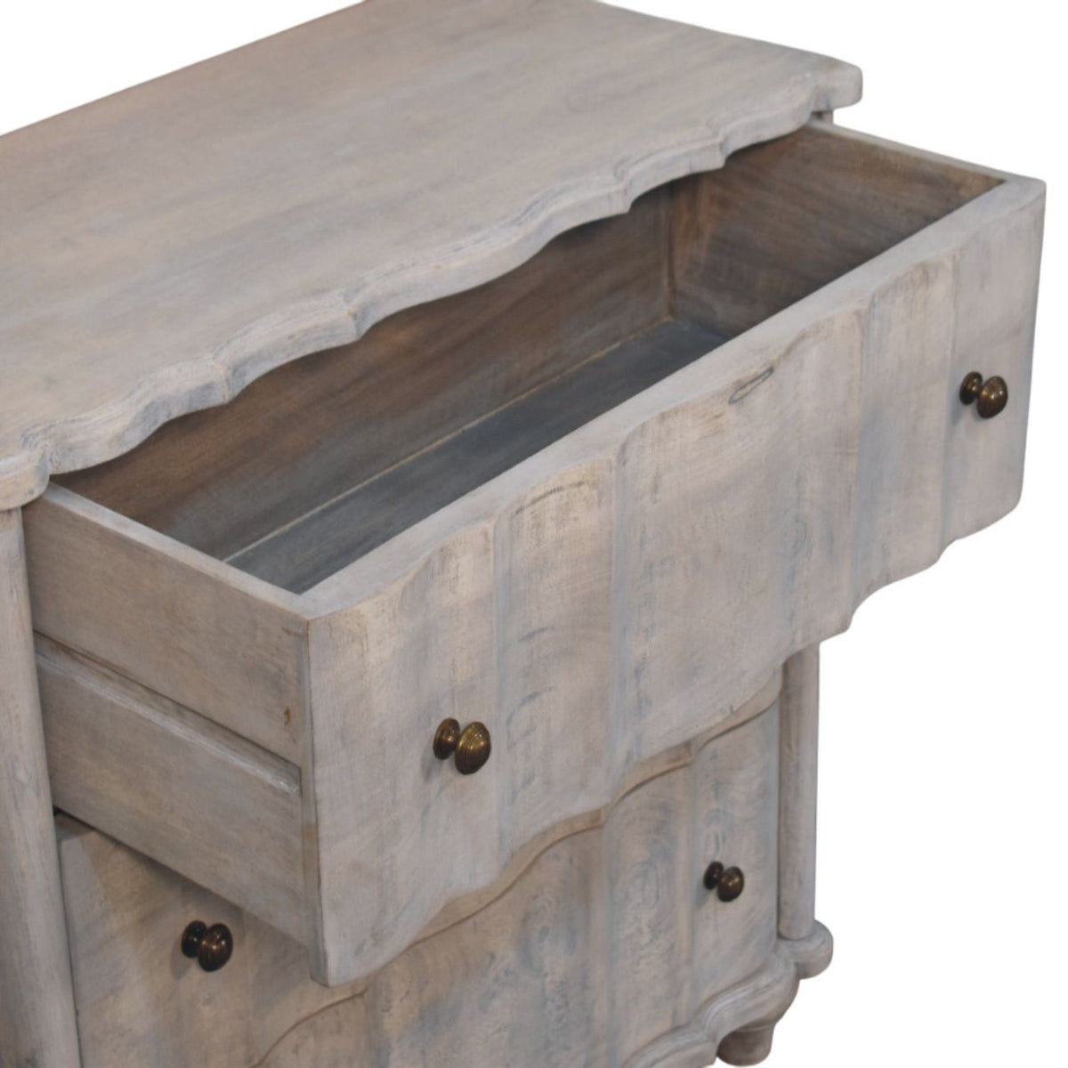 Commode à pieds galbés en manguier massif – Délavé vintage – vue 6