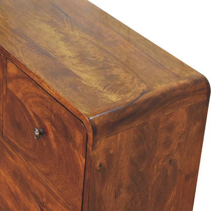 Commode arrondie 2+3 tiroirs en manguier massif – Châtaigne – vue 6