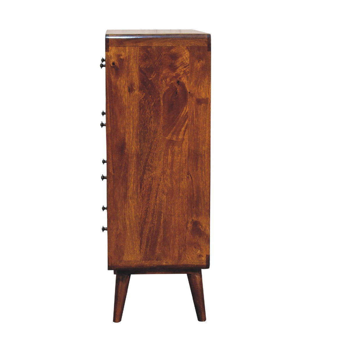 Commode arrondie 2+3 tiroirs en manguier massif – Châtaigne – vue 9