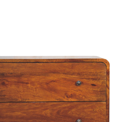 Commode arrondie 2 tiroirs en manguier massif – Châtaigne – vue 5