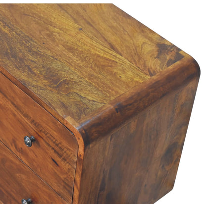 Commode arrondie 2 tiroirs en manguier massif – Châtaigne – vue 6