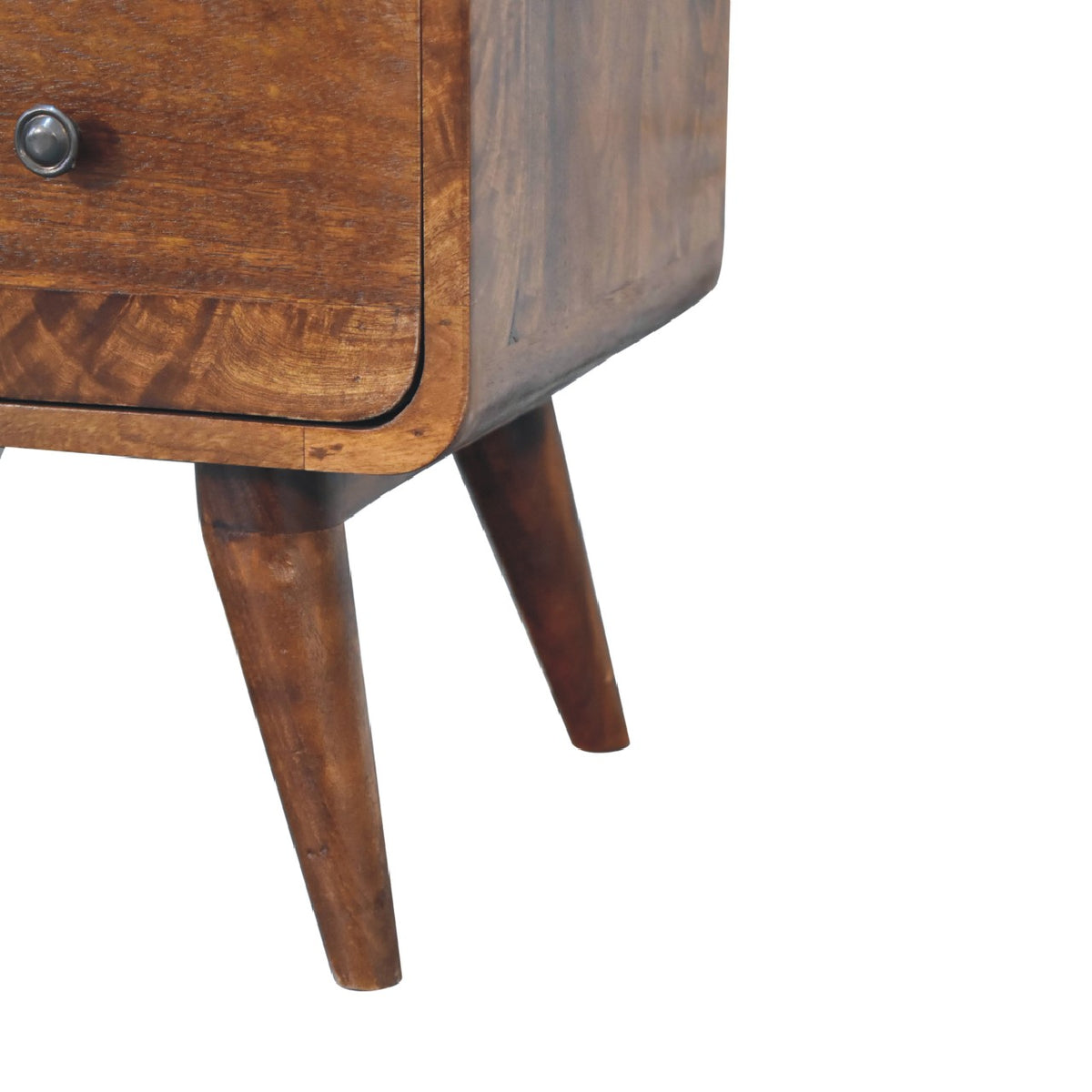 Commode arrondie 2 tiroirs en manguier massif – Châtaigne – vue 8