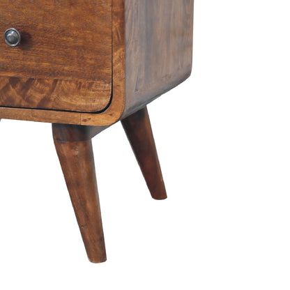 Commode arrondie 2 tiroirs en manguier massif – Châtaigne – vue 8