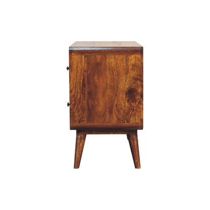 Commode arrondie 2 tiroirs en manguier massif – Châtaigne – vue 9