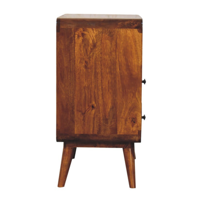 Commode arrondie 2 tiroirs et niche en manguier massif – Châtaigne – vue 8