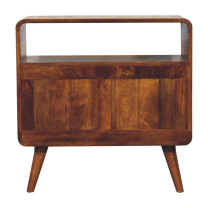 Commode arrondie 2 tiroirs et niche en manguier massif – Châtaigne – vue 9
