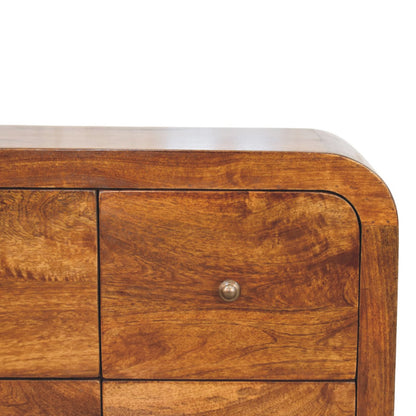 Commode arrondie 3 + 3 tiroirs en manguier massif – Châtaigne – vue 4