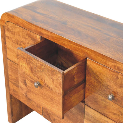 Commode arrondie 3 + 3 tiroirs en manguier massif – Châtaigne – vue 6
