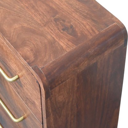 Commode arrondie à 3 tiroirs en manguier massif – Brun rouge – vue 4