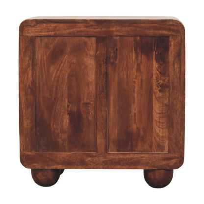 Commode arrondie à 3 tiroirs en manguier massif – Brun rouge – vue 8