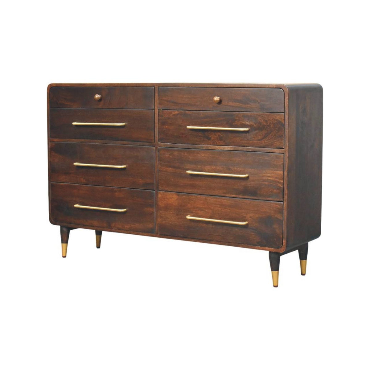 Commode arrondie à 6 tiroirs en manguier massif – Moka – vue 3