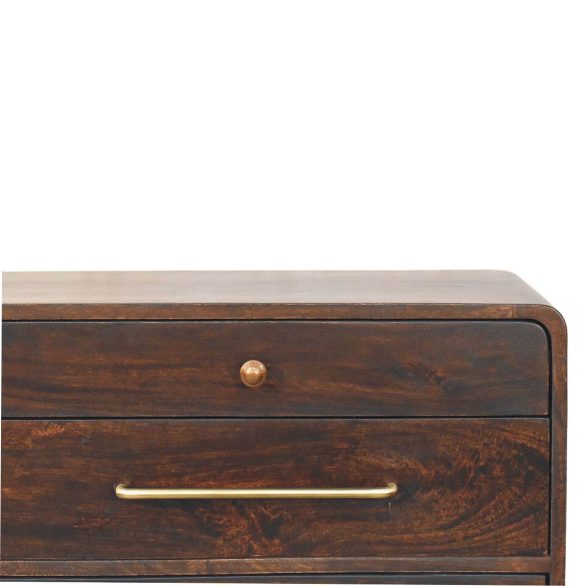 Commode arrondie à 6 tiroirs en manguier massif – Moka – vue 4