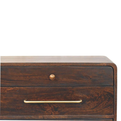 Commode arrondie à 6 tiroirs en manguier massif – Moka – vue 4