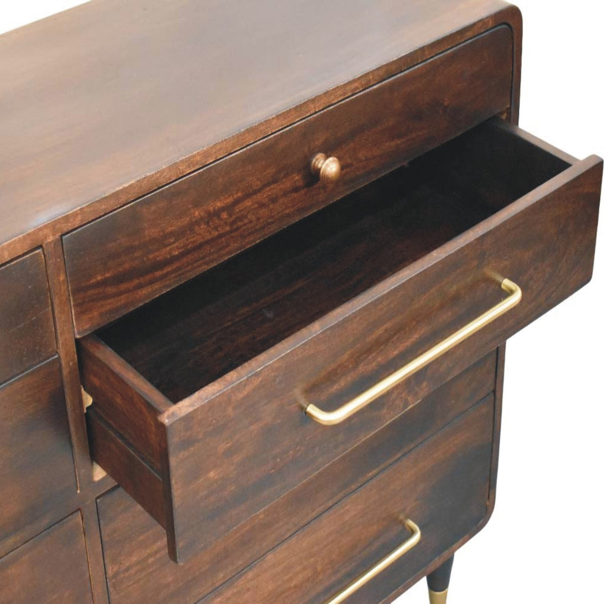 Commode arrondie à 6 tiroirs en manguier massif – Moka – vue 6