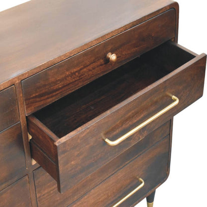 Commode arrondie à 6 tiroirs en manguier massif – Moka – vue 6