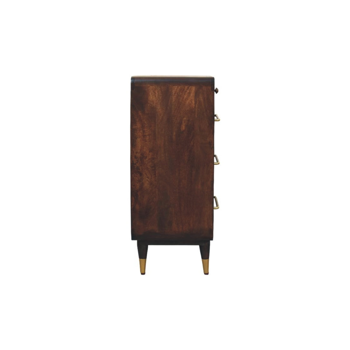Commode arrondie à 6 tiroirs en manguier massif – Moka – vue 8
