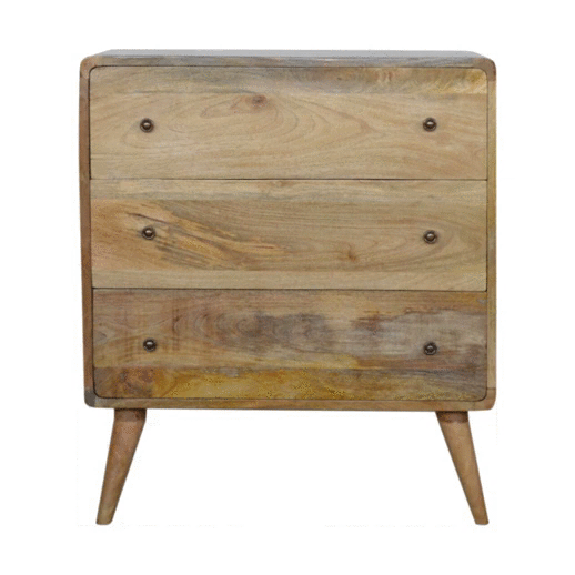 Commode arrondie à pieds nordiques en manguier massif – Naturel – vue 10