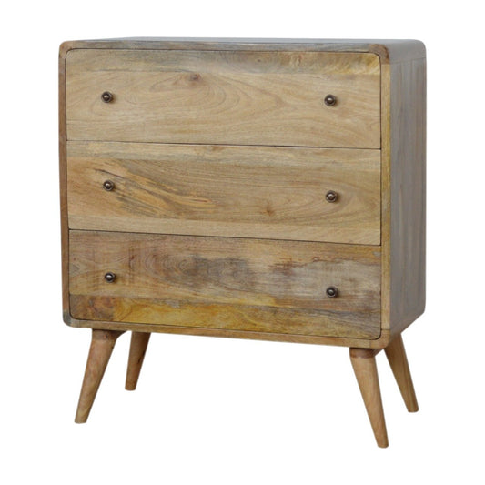 Commode arrondie à pieds nordiques en manguier massif – Naturel – vue 2