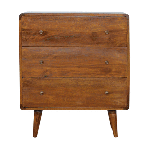 Commode arrondie pieds nordiques en manguier massif – Châtaigne – vue 11