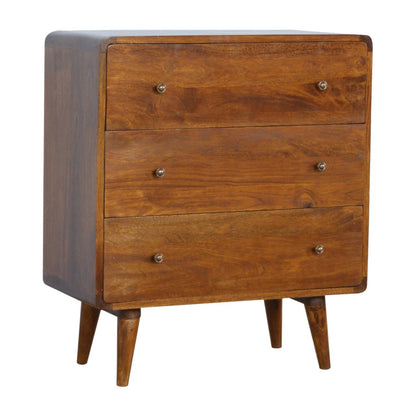 Commode arrondie pieds nordiques en manguier massif – Châtaigne – vue 2