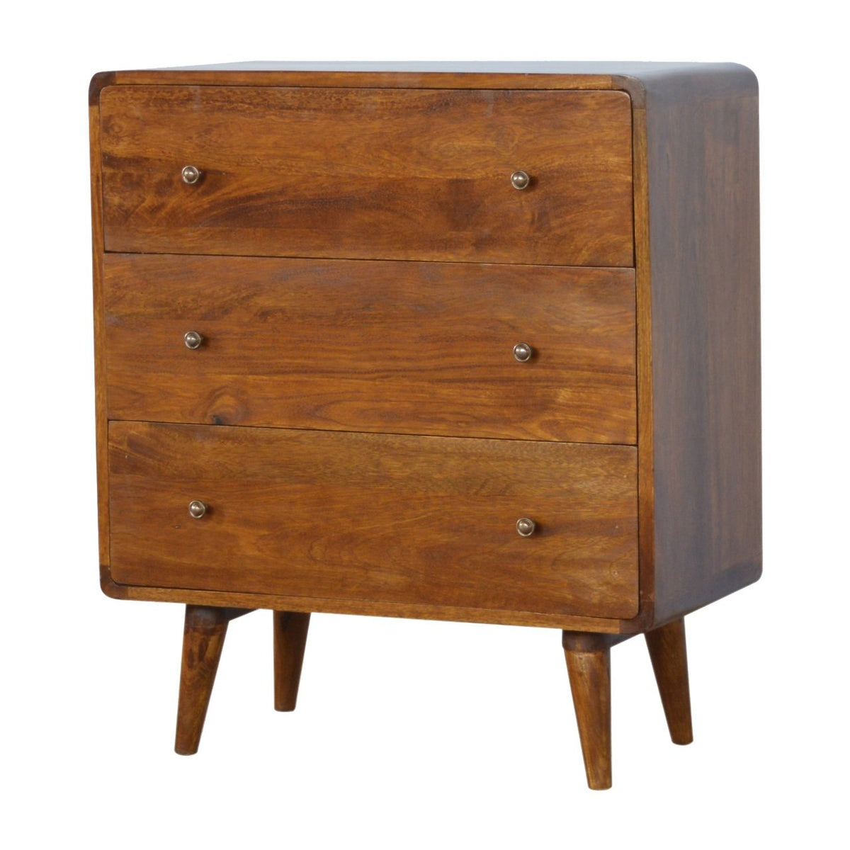 Commode arrondie pieds nordiques en manguier massif – Châtaigne – vue 3