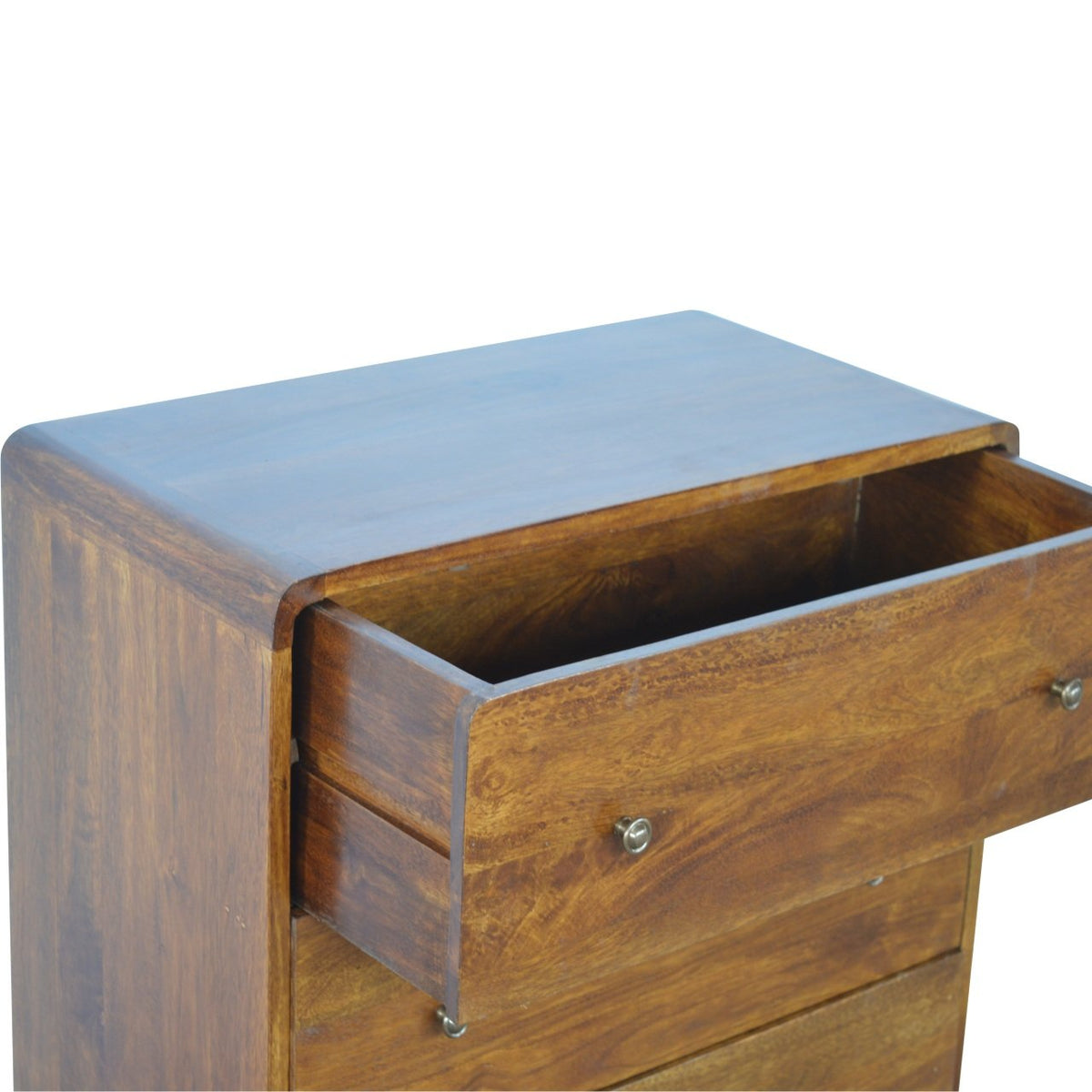 Commode arrondie pieds nordiques en manguier massif – Châtaigne – vue 5