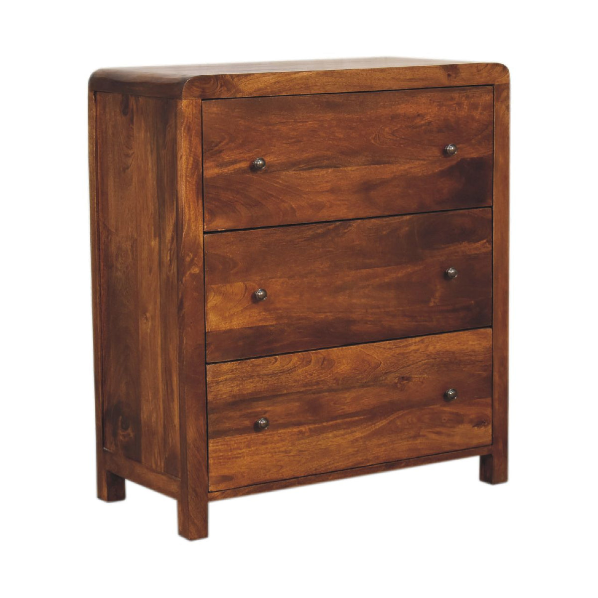 Commode aux angles arrondis en manguier massif – Châtaigne – vue 3